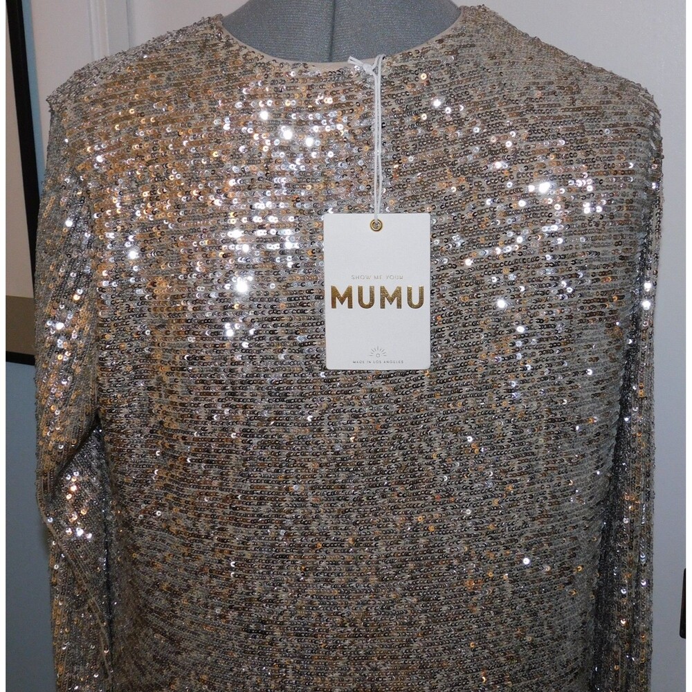 Show Me Your Mumu Long Sleeve Sequin Maddison Dress NWT Retail $160 Womens LARGE